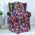 thumbnail image 4 of Geometric Soft Flannel Fleece Throw Blanket, Fashion Themed Italian Grunge Modern Color Contrast Squares with Dots Artwork, Cozy Plush for Indoor and Outdoor Use, 70" x 90", Multicolor, by Ambesonne, 4 of 5