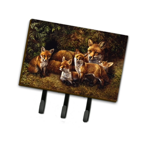 Fox Family Foxes by Daphne Baxter Leash or Key Holder