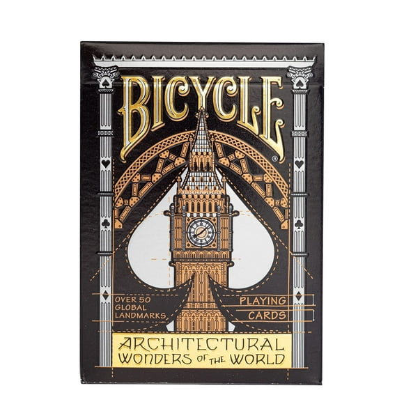 Juego de cartas: bicicleta, maravillas arquitectónicas del mundo, color negro