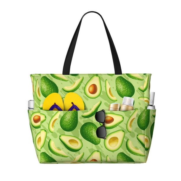 Fotbe Green Avocado Bolsa de Viaje para Playa - Resistente al Agua, Bolsa Tote de Gran Capacidad y Ligera con 7 Bolsillos para Mujeres y Hombres