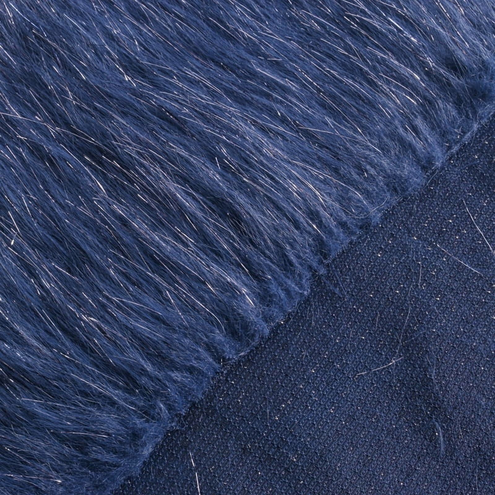 ERDOUY Shiny Silver Filamentary Long Pile Plush Fabric 39x63 Inch, Soft Fluffy Faux Fur Fabric Ideal for DIY Craft Projects, Costumes, Bags, Carpets & Home Decor, Blue