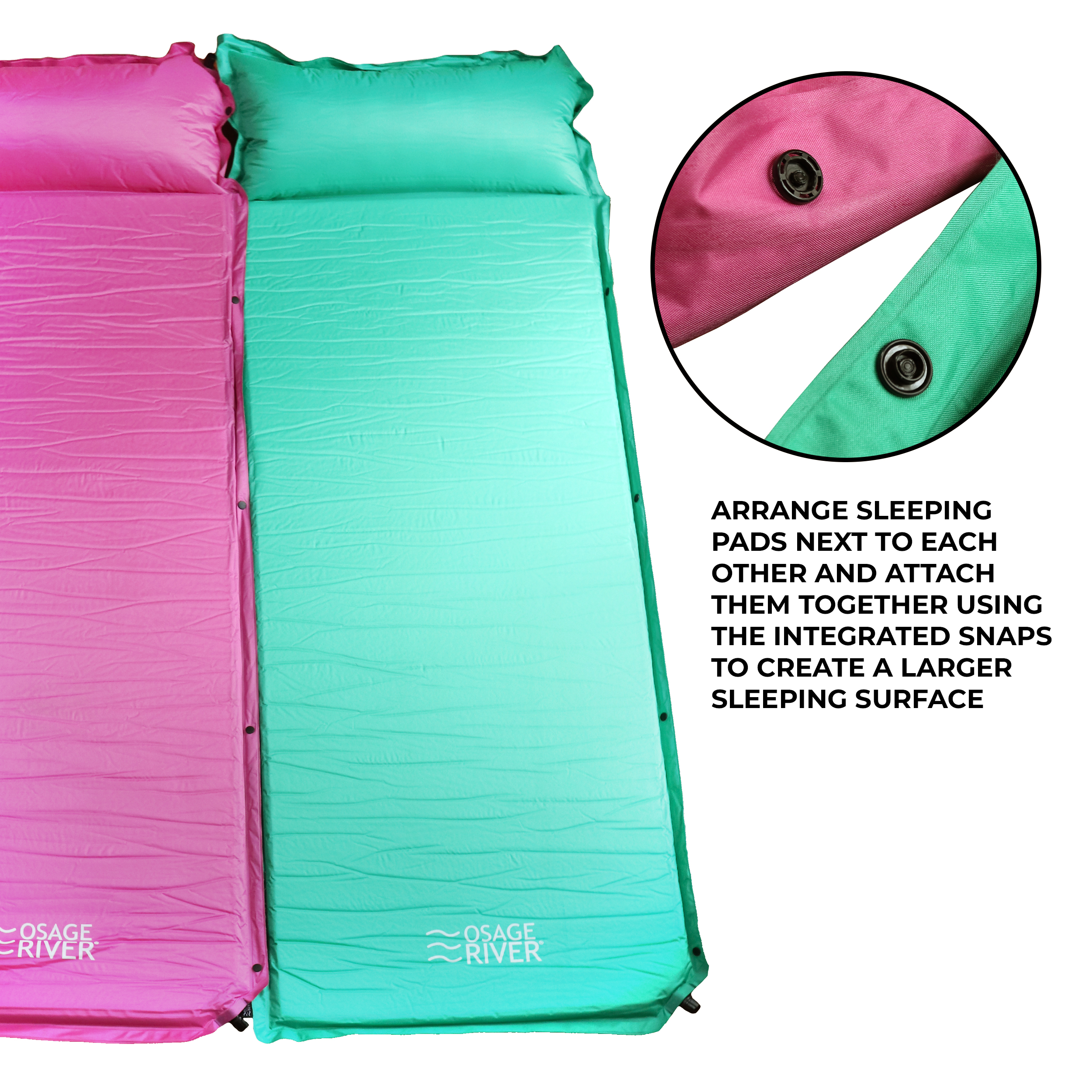 OSAGE RIVER Self Inflating Sleeping Pad with Built-in Pillow, Compact Memory Foam Sleep Mat, Camping Air Mattress for Tent, Travel, Backpacking, or Hiking, Grey - image 5 of 6