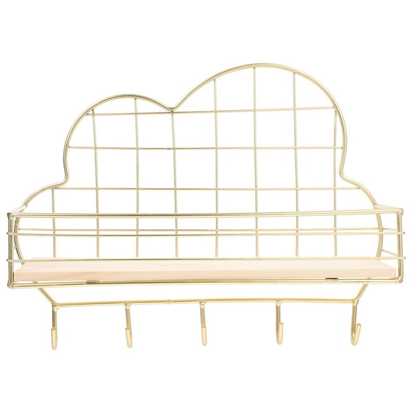 Estante de almacenamiento en forma de nube, de metal duradero, para montar en la pared, ideal para sala de estar y dormitorio (dorado).