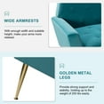 thumbnail image 2 of Upholstered Velvet Armchair Set of 2 Lounge Accent Chair Tufted Back Metal Legs Bedroom Blue, 2 of 7