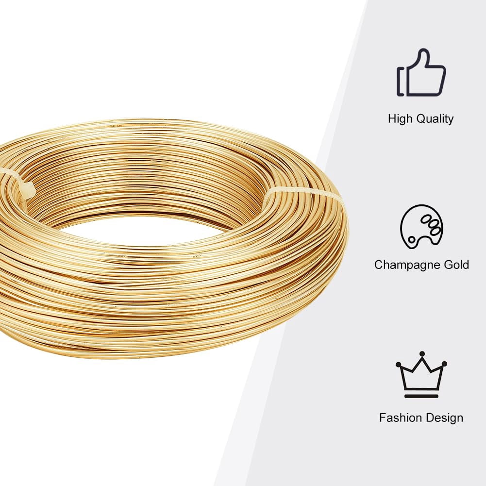500 g 12 Gauge(2mm) Aluminum Wire 180 Feet(55m) Bendable Metal Sculpting Wire for Bonsai Trees Floral Arts Crafts Making Champagne Yellow