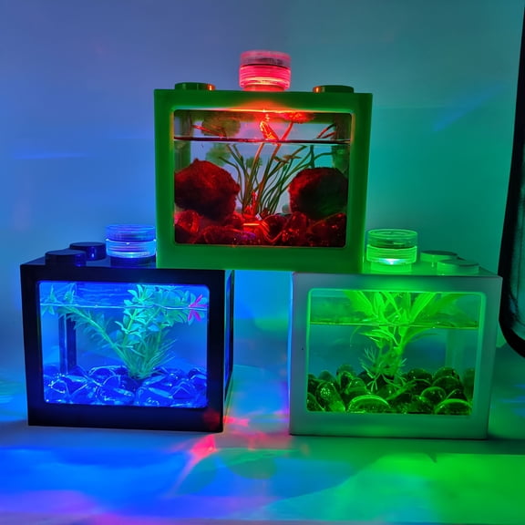 BESTSKY 2026 New Artificial Mini Aquarium A Sensory Multi Colored Led Swimming Fish Tank with Bubbles