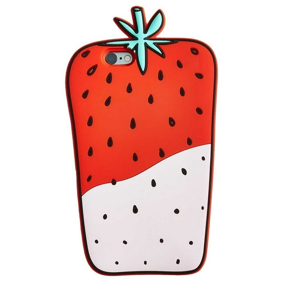 Twelve NYC Strawberry Silicone Gel Phone Case For iPhone 7 Red and Pink