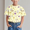 thumbnail image 2 of Short Sleeve Printed Round-Neck T-Shirt for Kids , Soft Polyester-Spandex Blend , Breathable Fabric , Loose Fit , Leak-Shoulder Design , Green Color, 2 of 9