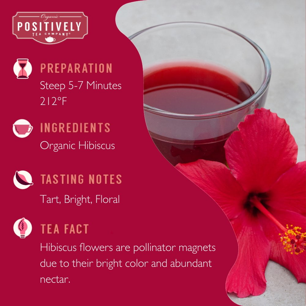 Positively Tea's Organic Hibiscus Herbal Tea, Loose Leaf, 1 Pound Bag