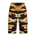 thumbnail image 4 of Awwp Men's Camo Cargo Shorts Lightweight Quick Dry Polyester Shorts Elastic Waist Casual Multi-Pocket Breathable Summer Outdoor Hiking Work Shorts White Size: M, 4 of 5