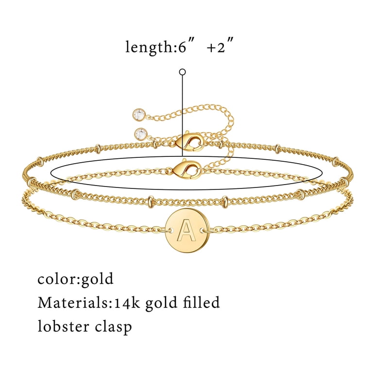 Turandoss Layered Gold Initial Disc Charm Bracelet photo 2