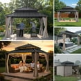 thumbnail image 6 of Sunjoy 14x12 ft . Outdoor Gazebo Steel Hardtop Gazebo with Curtain and Netting ,Kingston Series, 6 of 16