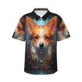 thumbnail image 2 of Yiaed Cartoon Pattern Corgi Print Hawaiian Shirt for Men Short Sleeve Button Down Shirts Beach Shirts for Men-Medium, 2 of 5