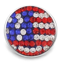 Snap Jewelry American Flag USA Rhinestone, Red, White, Blue Ginger Charm 18MM Button, For Interchangeable DIY Customizable Accessories