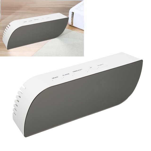 Digital Mirror Alarm Clock, White Dual Power Modes Multifunctional Mirror Alarm Clock For Bedroom For Bedside