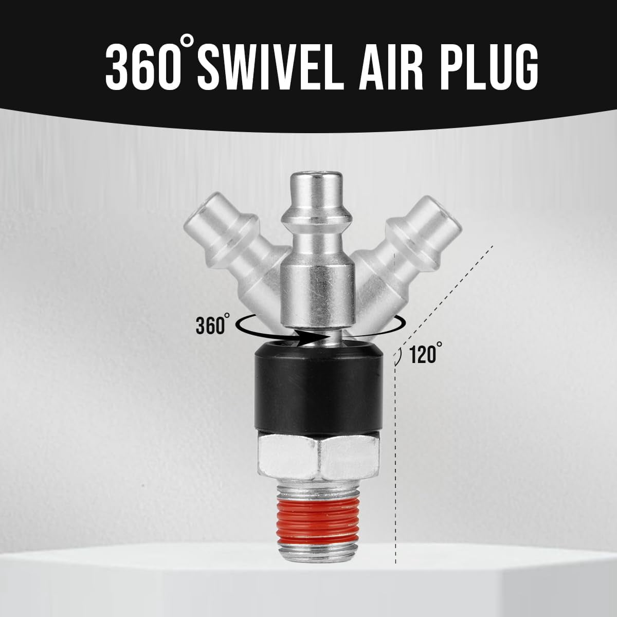 MKEUDQ-Air Hose Fittings, 2 Pieces 1/4 Inch NPT Industrial Swivel Air Plug, 360° Swivel Male Pre-Coated Air Hose Fittings, Air Compressor Accessories