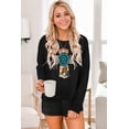 thumbnail image 4 of ABPHQTO Conjunto de dos piezas de top y shorts con estampado de cruces y estampado occidental negro para mujer, 4 of 5