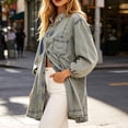 thumbnail image 4 of Livrdious Oversized Denim Dresses for Women Long Sleeve Button Down Denim Dress Womens Babydoll Jean Shirt Dresses, S-2X, 4 of 6