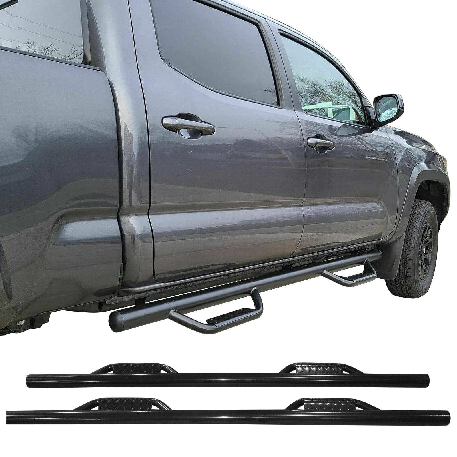 Ikon Motorsports Running Boards Compatible with 07-21 Toyota Tundra Crew Max Black Side Step Nerf Bars