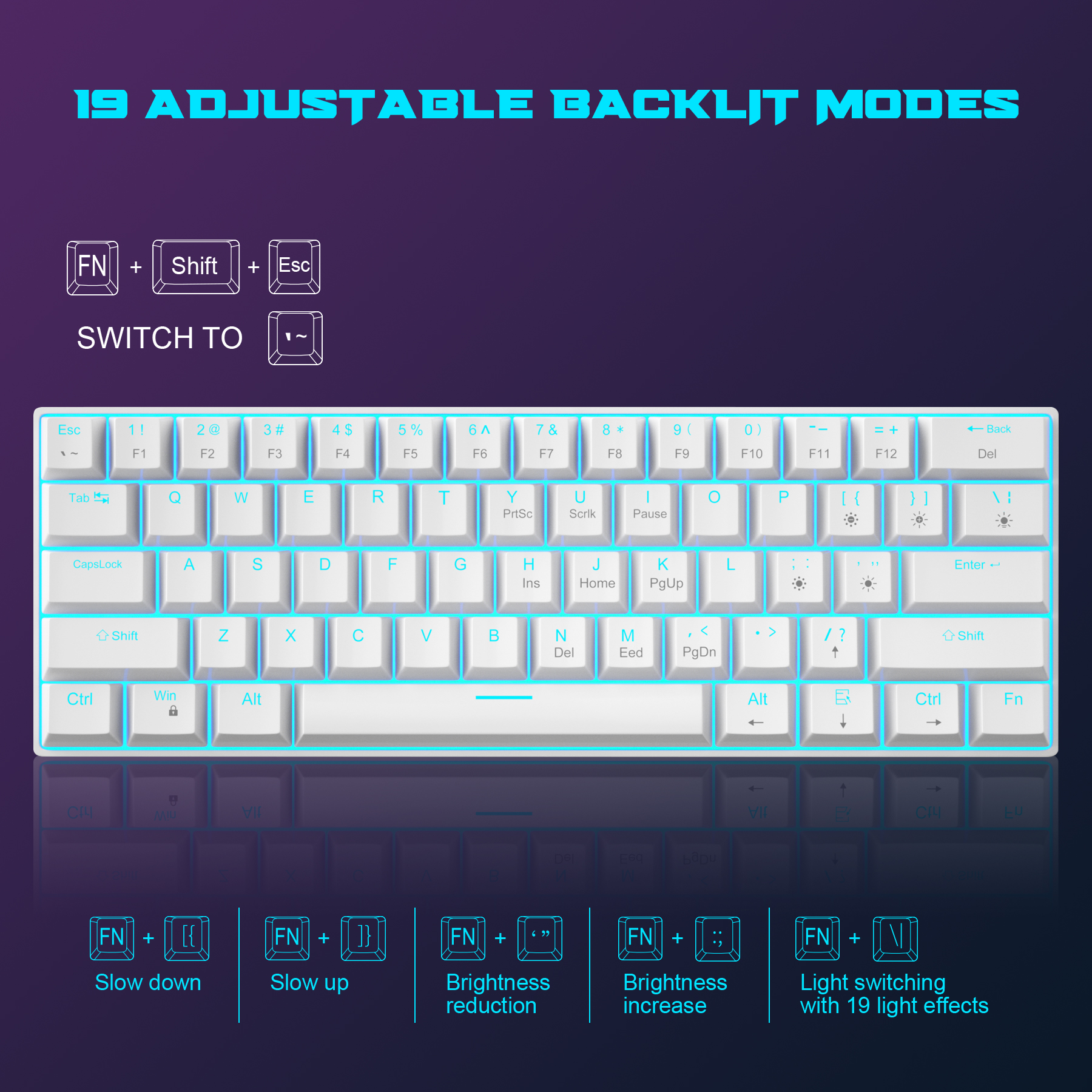 MageGee 60% Mechanical Gaming Keyboard White photo 4