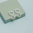 thumbnail image 3 of LeCalla 925 Sterling Silver Hoop Earrings for Women | Yellow Gold & Silver Twisted Ball Bead Earrings, 3 of 7