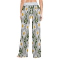 thumbnail image 5 of Women's Long Sleep Pants Home Pants Sleep Pants Wide-Leg Pants Design Elastic Fabric Casual Pants S White Chrysanthemum Pattern, 5 of 7