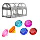 thumbnail image 2 of Set de 7 piezas de juguetes de piedras preciosas para niños, kit de joyería con diamantes de cristal y cofre del tesoro dorado. Incluye piedras preciosas de vidrio de colores con formas únicas. Ideal, 2 of 6