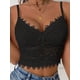 thumbnail image 2 of Top corto de encaje para mujer, cuello en V, tirantes finos, sin mangas, ajustado, camisola, 2 of 4