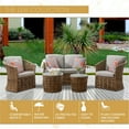 thumbnail image 6 of Mōd Furniture Lexi 5-Piece Boho Outdoor Conversation Set with Hand Woven All-Weather Rattan Wicker, Loveseat, 2 Side Stationary Chairs, LEXI5PC-GRY, 6 of 7