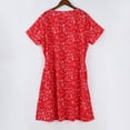 thumbnail image 5 of longantii Womens Boho Floral Short Sleeve Dress Bohemian Vacation Casual Loose Swing Summer Midi Dresses Deep Red L, 5 of 5