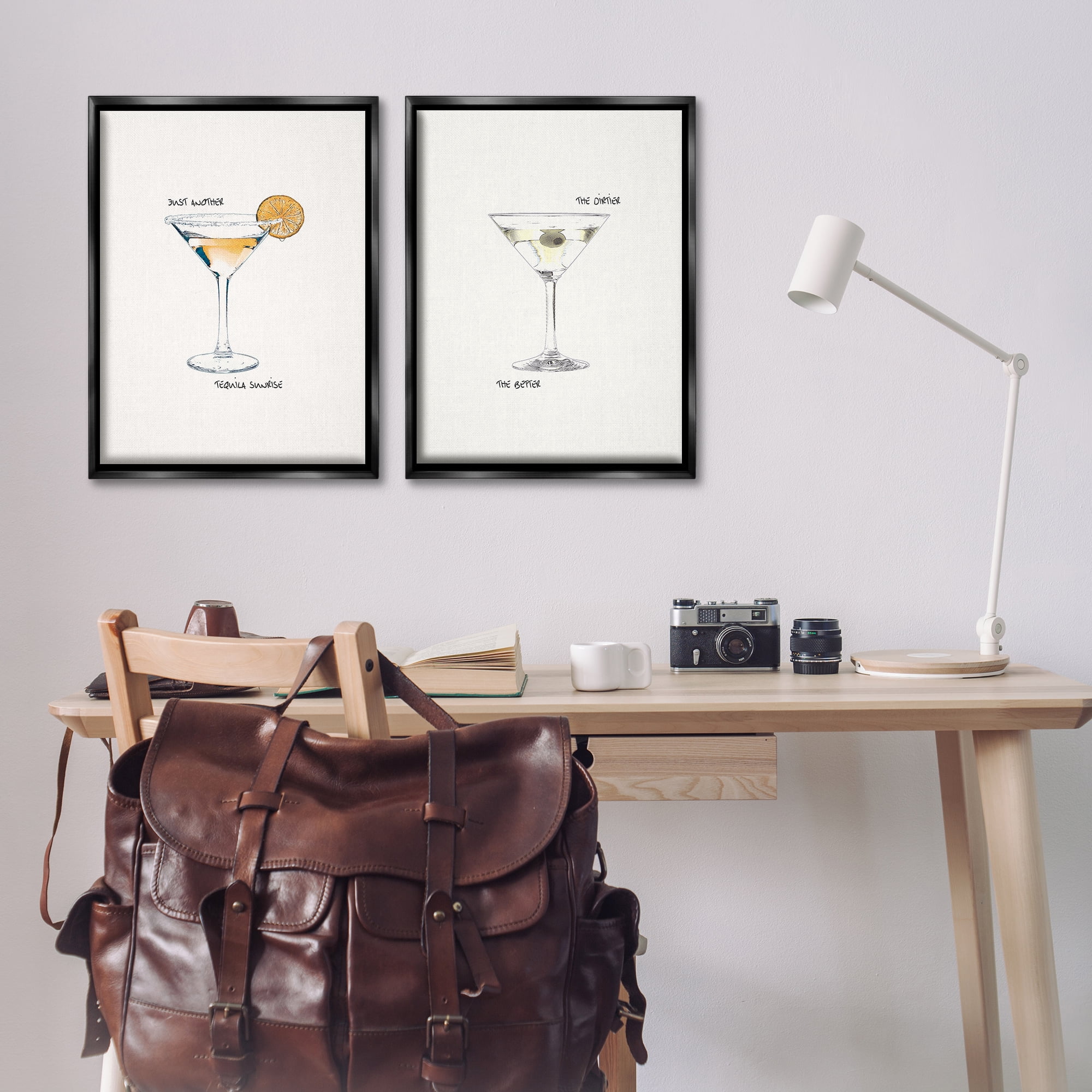 Stupell Industries Tequila Cocktails & Phrases Food & Beverage Painting Black Floater Framed Canvas Art Print Wall Art, 21 x 31, Set of 2