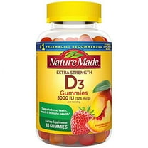 Nature Made Extra Strength Vitamin D3 5000 IU (125 mcg) per serving, Dietary Supplement for Bone, Teeth, Muscle and Immune Health Support, 80 Gummies, 40 Day Supply