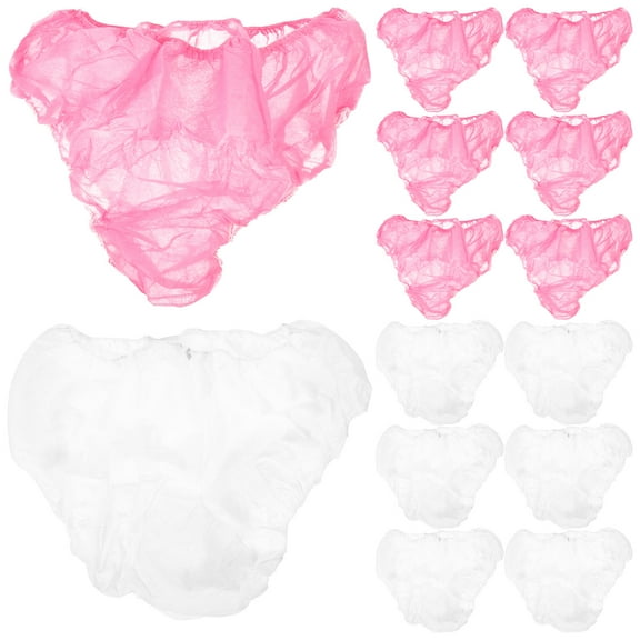 UPOUART 30Pcs Practical Briefs Non-woven Disposable Underwear for Women Spa and Travel Pink and White