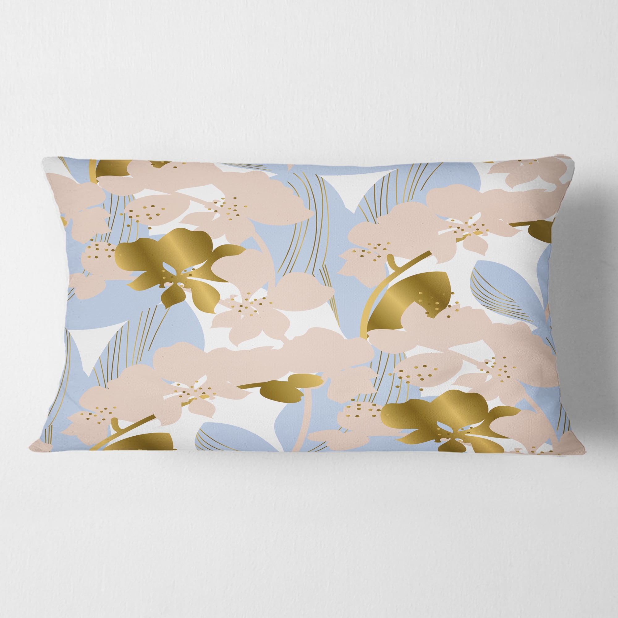Designart Golden Foliage XV' Mid-Century Modern Throw Pillow - 12x20