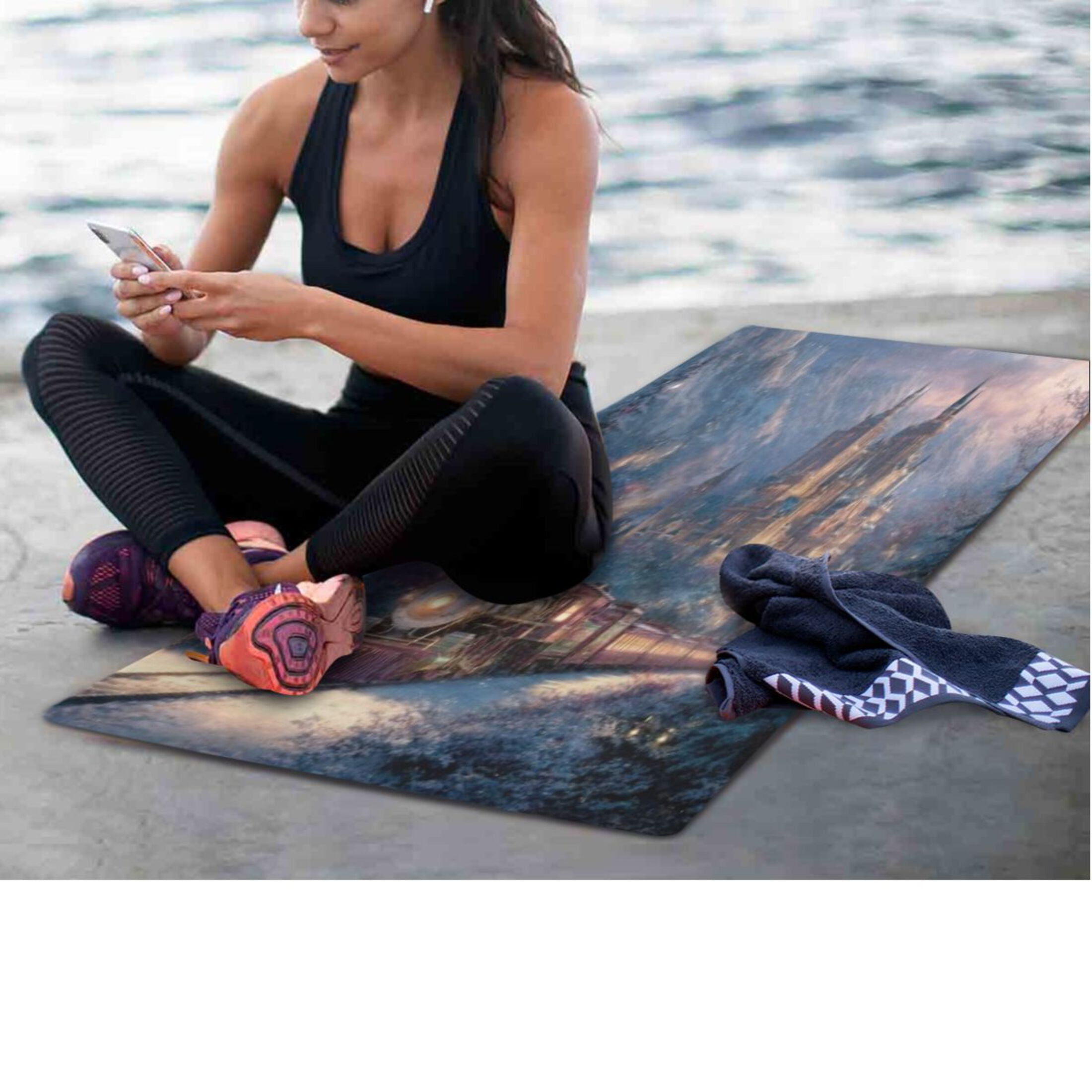 BZSMCE Yoga Mat Women Fitness Mat Snowy Castle Train Pattern