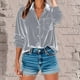 thumbnail image 2 of Conjuntos de trabajo para mujer,Camisa de terciopelo con botones, blusa de manga corta con cuello en V, textura arrugada, mezcla de lino, ropa informal, sopatenor, 2 of 9