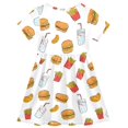 thumbnail image 2 of Fast Food Cartoon Girls Short Sleeve Dress A Line Sun Protection Breathable Comfort Sundress 3T, 2 of 8