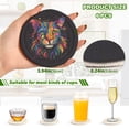 thumbnail image 3 of Leopard Cheetah Colorful 6 Pcs Drink Coasters with Holder Absorbent Coasters Woven Coasters for Drinks Table Desk Protection Home Decor, 3 of 7