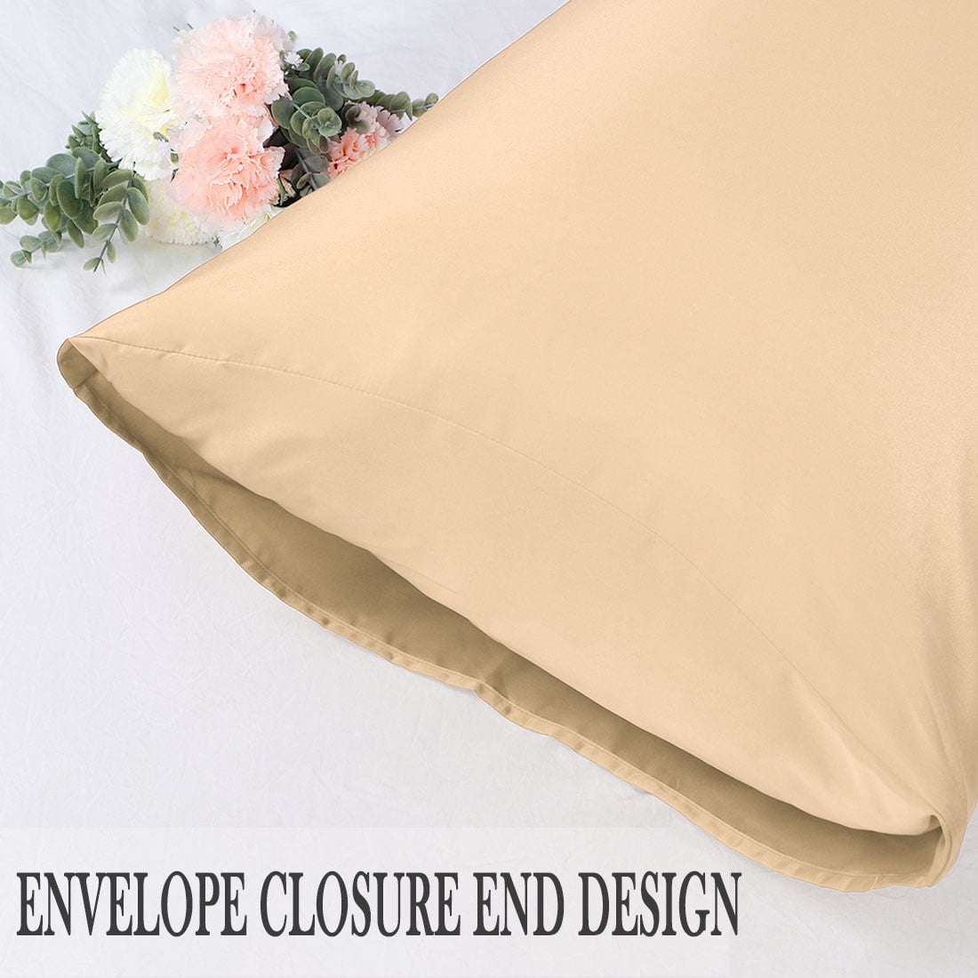 PiccoCasa 4 Pack Silk Satin Pillowcases Envelope Pillow Covers Queen Champagne