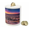 thumbnail image 3 of Nature Piggy Bank, Surreal Sunrise Sky Horizon over the Mountain Valley National Monument Dusk Print, Ceramic Coin Bank Money Box for Cash Saving, 3.6" X 3.2", Purple Blue, by Ambesonne, 3 of 4