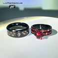 thumbnail image 6 of His and Hers Wedding Ring Sets Couples Rings Black Gold Plated Red Ruby Cz Titanium band, 6 of 6