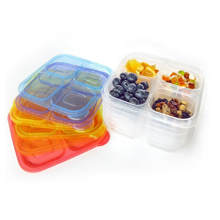 4 Pack Snack Containers, TRIANU Reusable Snack Box, 4 Compartments Meal Prep  Lunch Containers for Kids Adults, Divided Food Storage Containers for  School Work Travel, Multicolor 