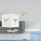 thumbnail image 2 of Reloj de pared moderno de doble cara con figura de pájaro dorado, silencioso, cuadrado, decorativo, para restaurante, tienda, hotel, oficina, sala de, 2 of 8