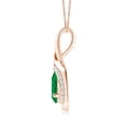 thumbnail image 2 of ANGARA Natural Pear-Shaped Emerald and Diamond Loop Pendant in 14K Rose Gold for Women (Size-7x5mm) | May Birthstone, Birthday, Anniversary, Jewelry Gift for Women | Natural Emerald Necklace, 2 of 8