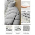 thumbnail image 5 of Womens Premium Midweight Crop Puffer Jacket Grey Insulated Winter Snow Jacket-M, 5 of 9