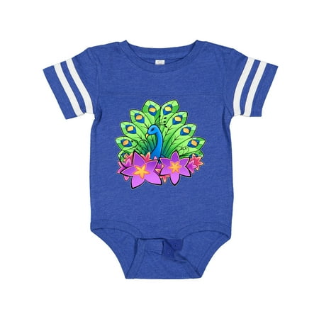 

Inktastic Peacock and Flowers Gift Baby Boy or Baby Girl Bodysuit