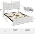 thumbnail image 2 of Twister.CK Queen Size Bed Frame with 4 Storage Drawers and Headboard, Faux Leather Upholstered Platform Bed Frame with Wooden Slats Support, No Box Spring Needed, White, 2 of 9