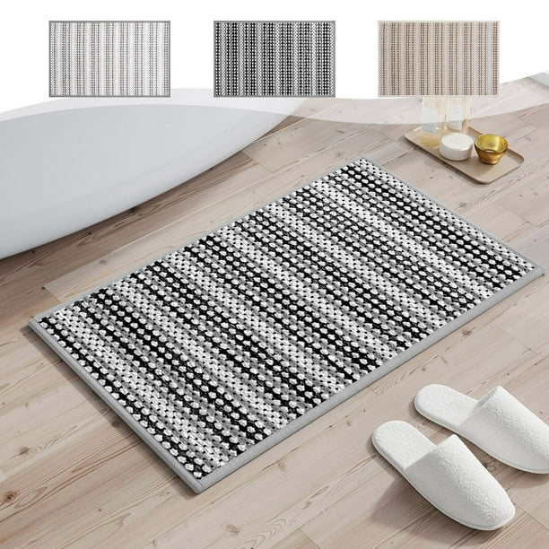 Alfombra de baño súper absorbente de secado rápido | Respaldo de goma antideslizante | Alfombra de baño de poliéster lavable | 16x24 pulgadas | Gris Caqui Negro | alfombrilla de lavabo de ducha con