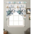 thumbnail image 2 of Ocean Turtle Swag Valances for Windows, Coastal Blue Starfish Shell Conch Wood Grain Rod Pocket Sheer Valances for Windows, Swag Toppers Light Filtering for Kitchen Living Room 2 Panels 36''x36'', 2 of 6