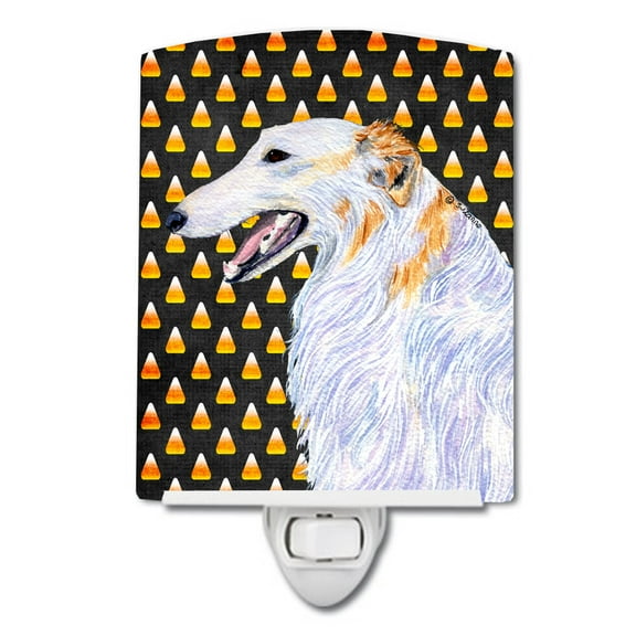 Caroline's Treasures SS4268CNL Borzoi Candy Corn Halloween Portrait Ceramic Night Light, 6x4x3", multicolor